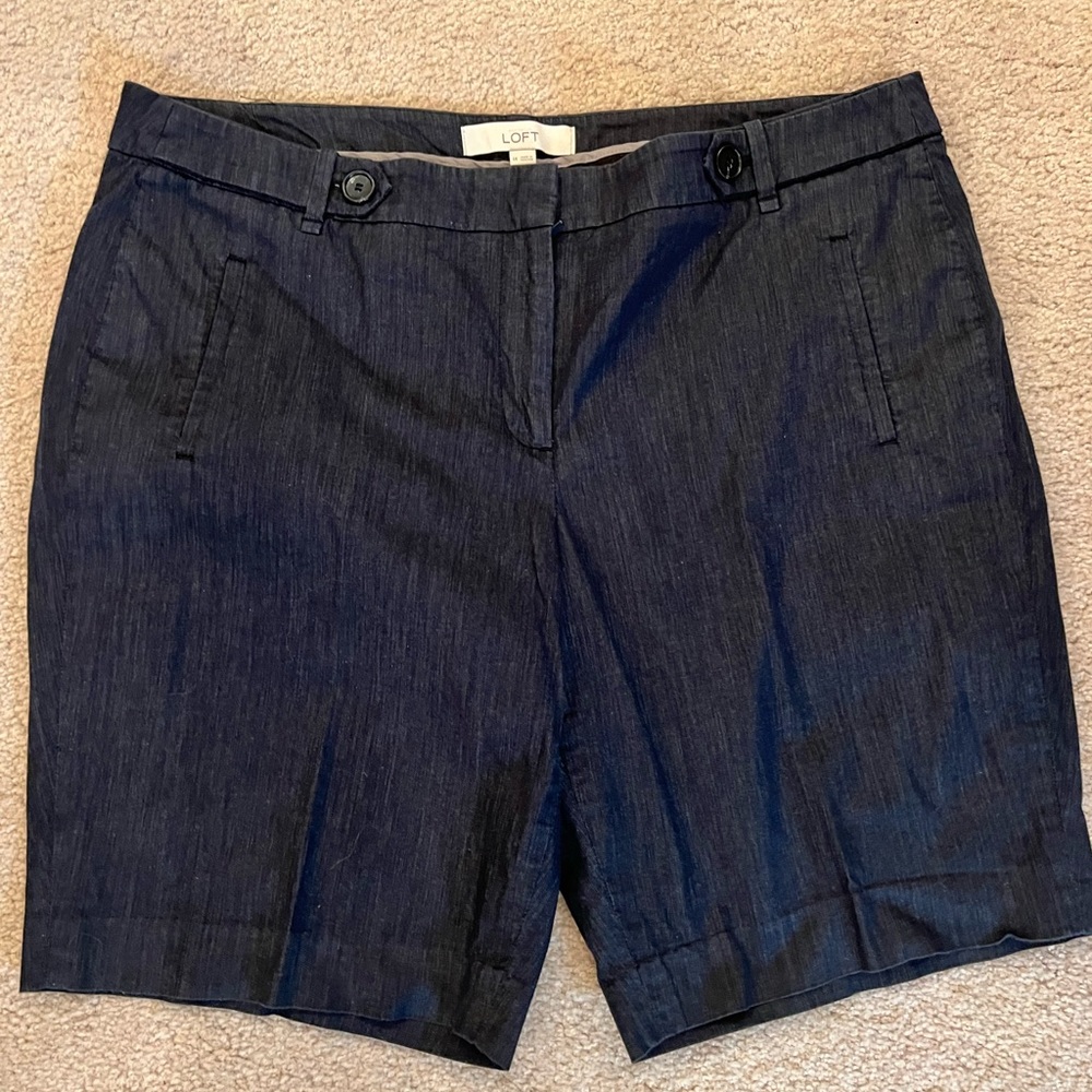 ❤️ Loft Dressy Dark Blue Wash Denim Bermuda Shorts